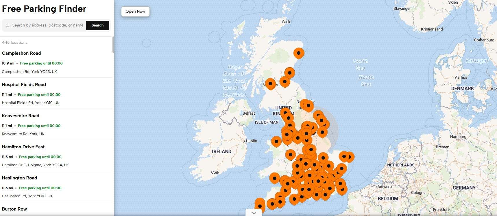 Free parking map preview